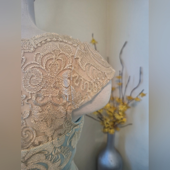 Chic Lace Embroidered Blue Midi Dress - Picture 5 of 11